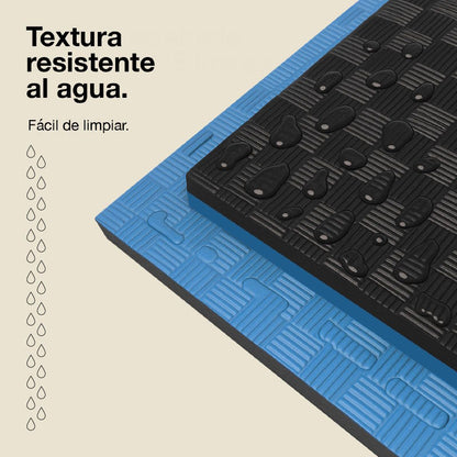 Jowy Tatami Puzzle 2,5cm 100x100cm, Pack 4 Unidades – Superficie 5 Líneas Negro/azul_4