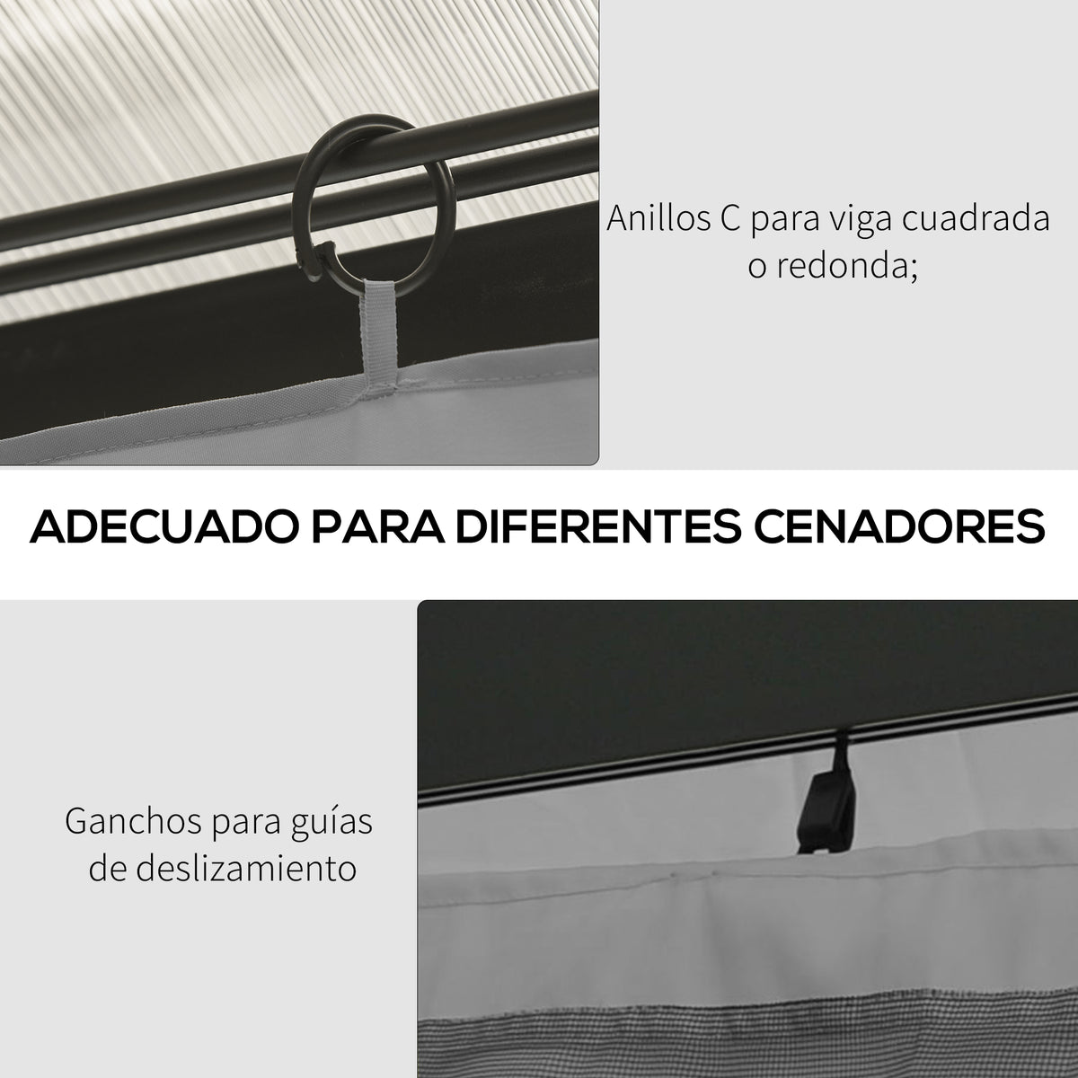 Laterales Para Carpa Outsunny Poliéster Gris Claro 352x205 Cm_5