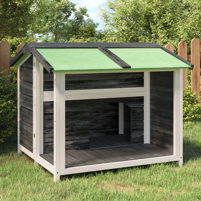 Caseta Para Perros Madera Maciza De Pino Gris 96x87x80,5 Cm_1
