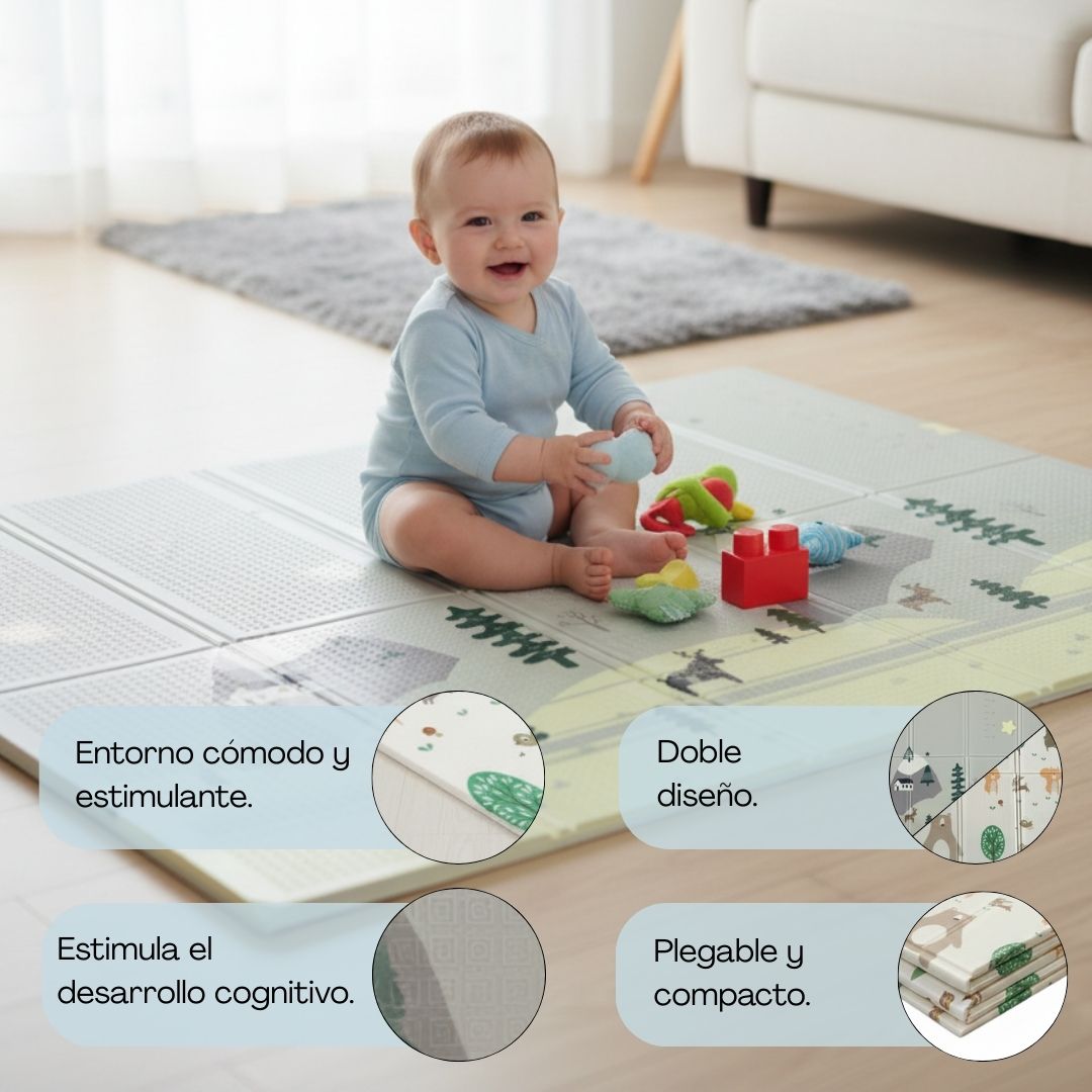 Bathby | Alfombra Plegable Para Bebé 200 × 180 Cm, Reversible Animales/invierno_3