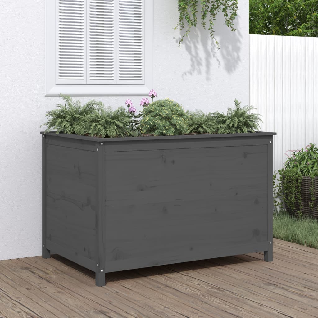 Arriate Elevado De Jardín Madera De Pino Gris 119,5x82,5x78 Cm_1
