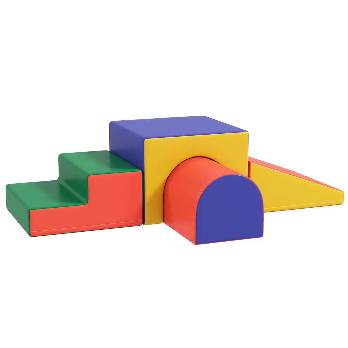Homcom 4 Bloques De Espuma Para Niños Tapizados En Cuero Sintético 150x50x39 Cm_0