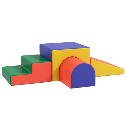 Homcom 4 Bloques De Espuma Para Niños Tapizados En Cuero Sintético 150x50x39 Cm_0