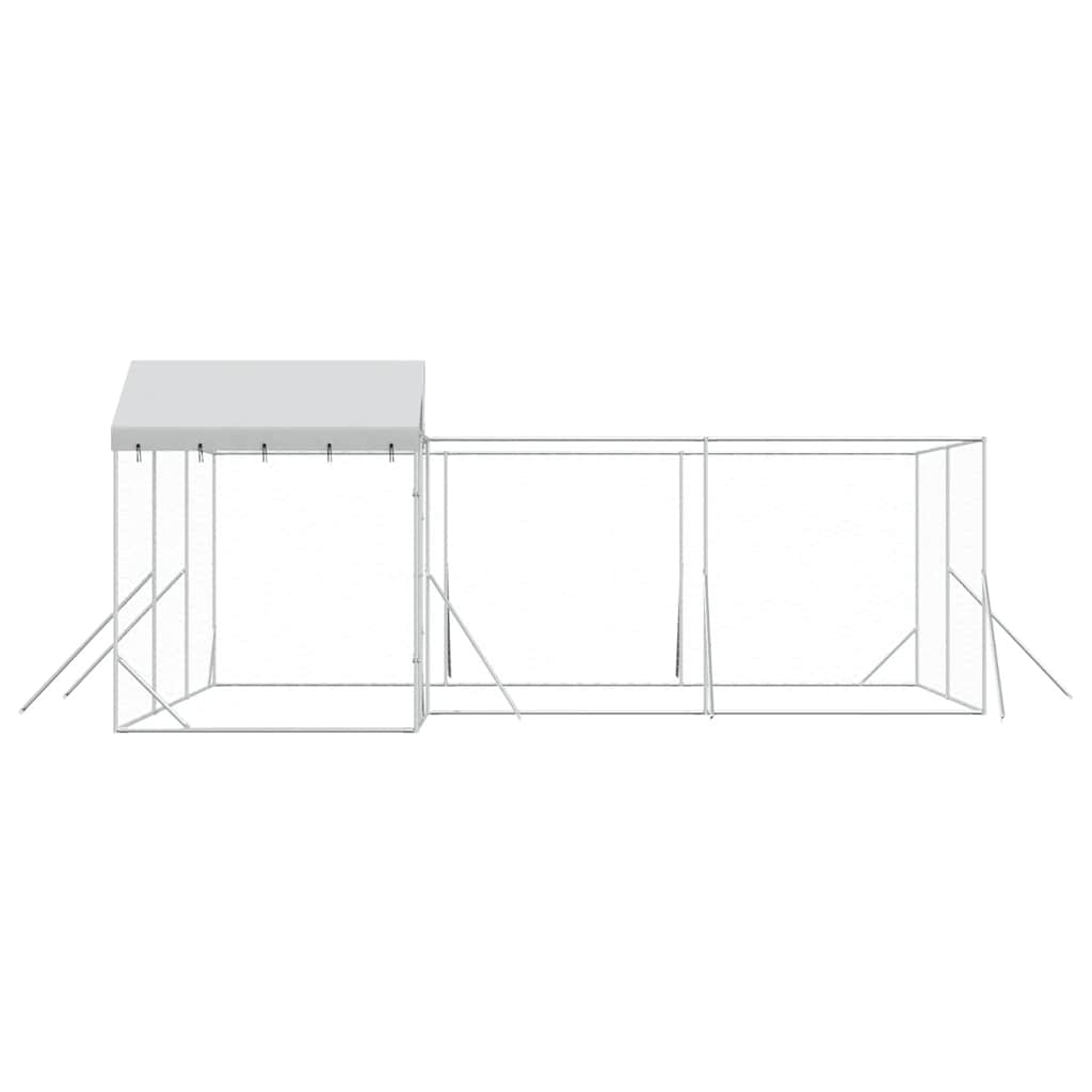 Perrera De Exterior Con Techo Acero Galvanizado Plata 6x6x2,5 M_5