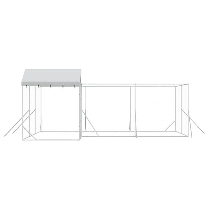Perrera De Exterior Con Techo Acero Galvanizado Plata 6x6x2,5 M_5