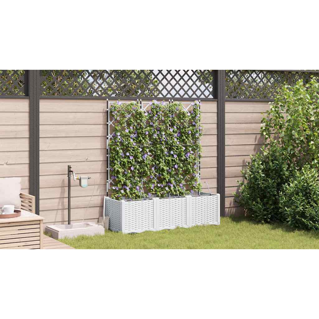 Macetero De Jardín 3 Uds. Blanco 120 X 40 X 142 Cm Pp_3