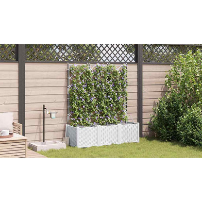 Macetero De Jardín 3 Uds. Blanco 120 X 40 X 142 Cm Pp_3
