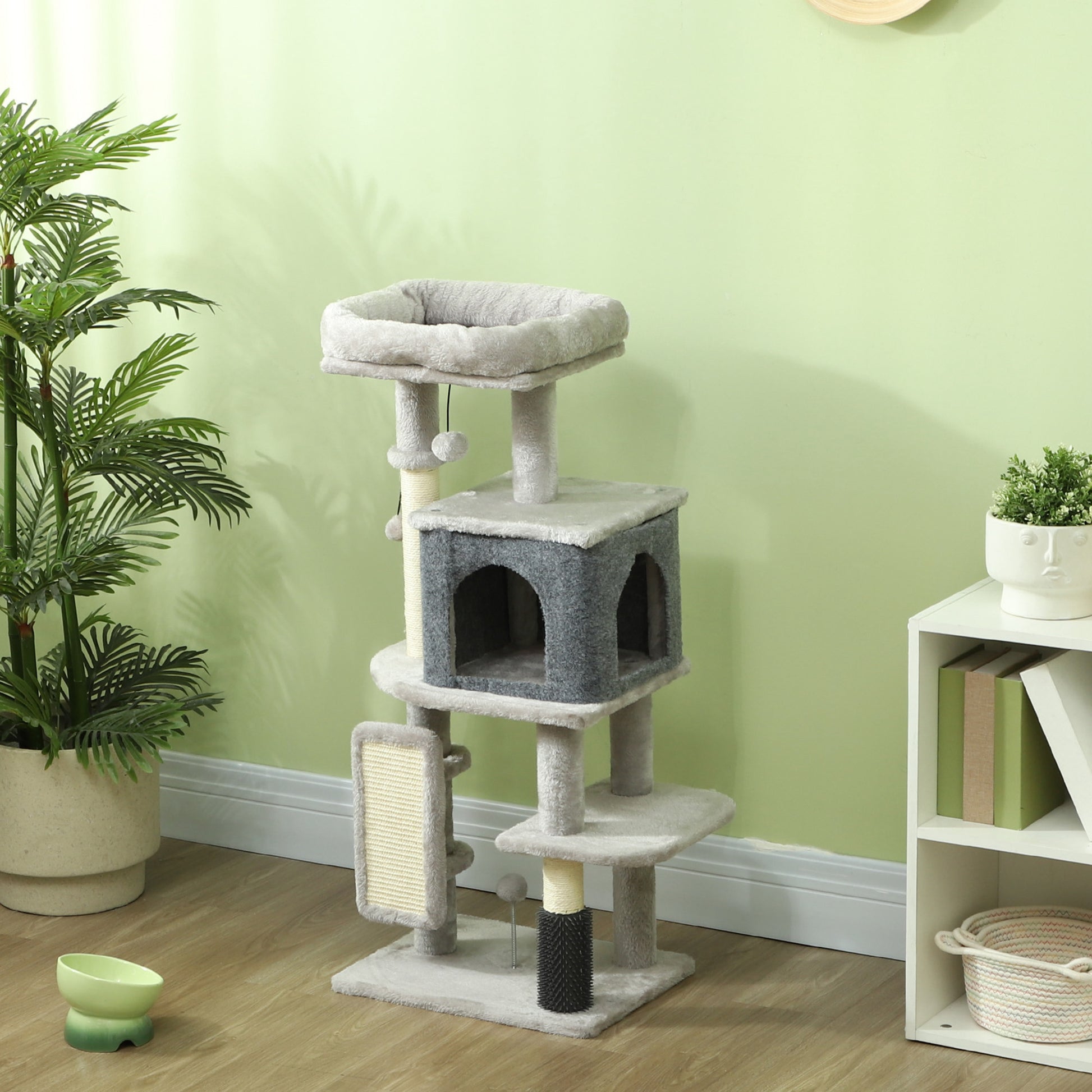 Pawhut Árbol Rascador Para Gatos Altura 104 Cm Con Almohadilla Para Rascar Gris_1