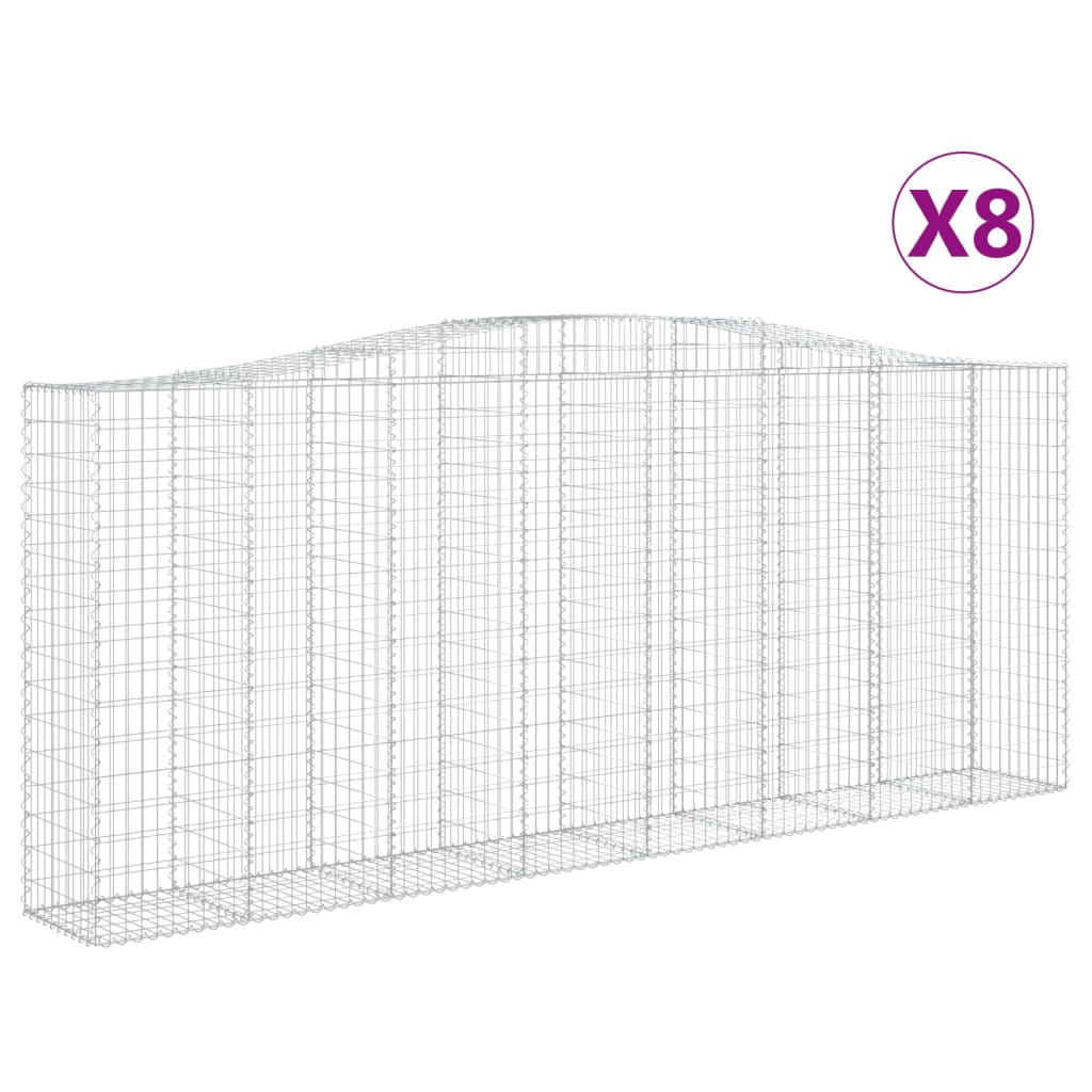 Cestas De Gaviones 8 Uds Forma De Arco Hierro 400x50x160/180 Cm_0