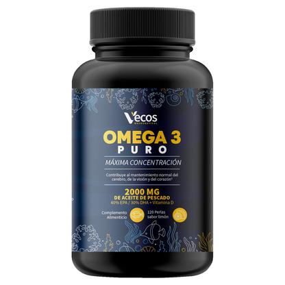 Omega 3 Puro 120 Perlas - 600 Mg Epa Y 800mg Dha | Aceite De Pescado Con Vitamina D_0