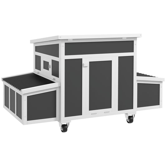Gallinero Pawhut Madera De Abeto, Plástico Gris Oscuro 147x93.5x89.5 Cm_0