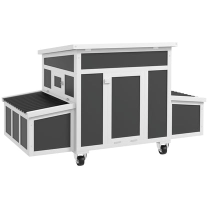 Pawhut Gallinero De Madera 147x93,5x89,5 Cm Con Bandeja Extraíble Gris Oscuro_0