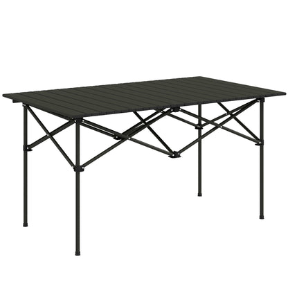 Outsunny Mesa De Camping Plegable Con Tapa Enrollable 95x55x50 Cm Negro_0