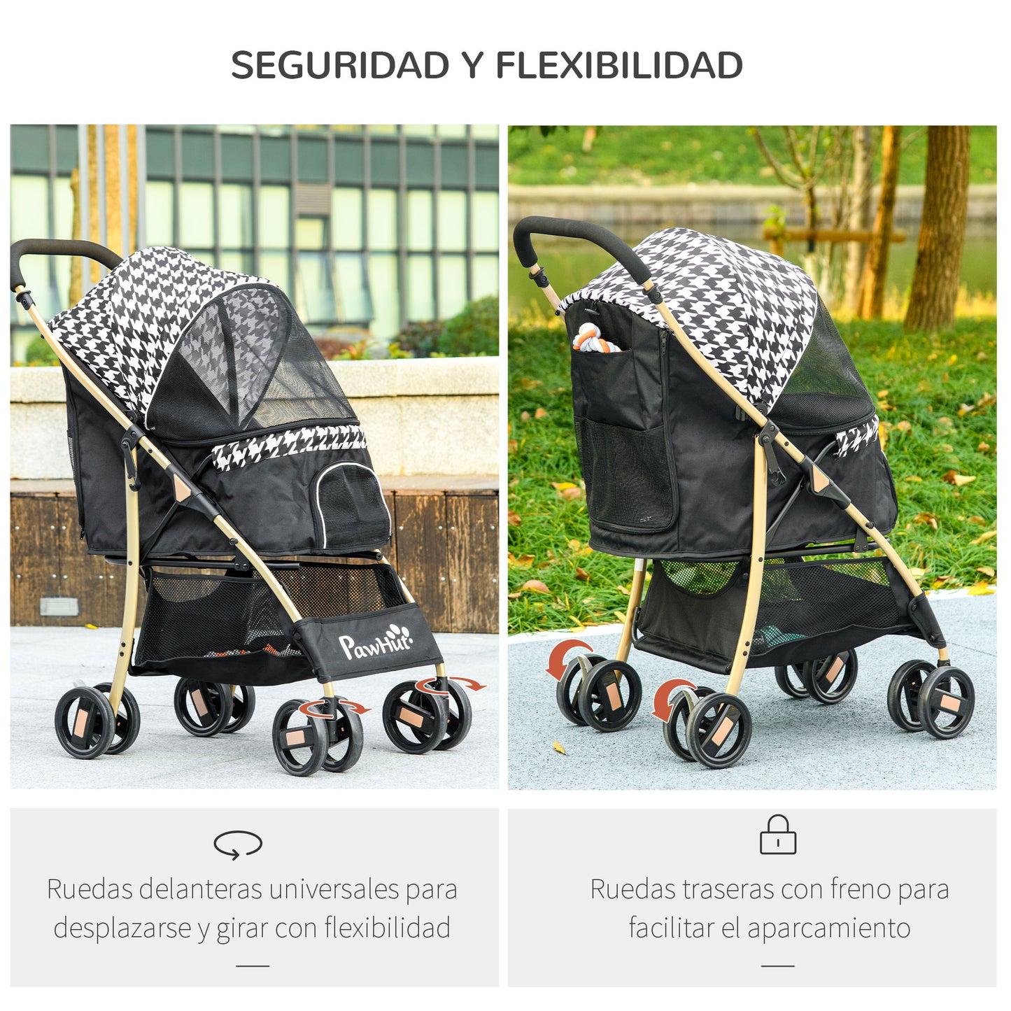 Pawhut Cochecito Para Perros Plegable Con 2 Puertas 80x44,5x97 Cm Negro_5