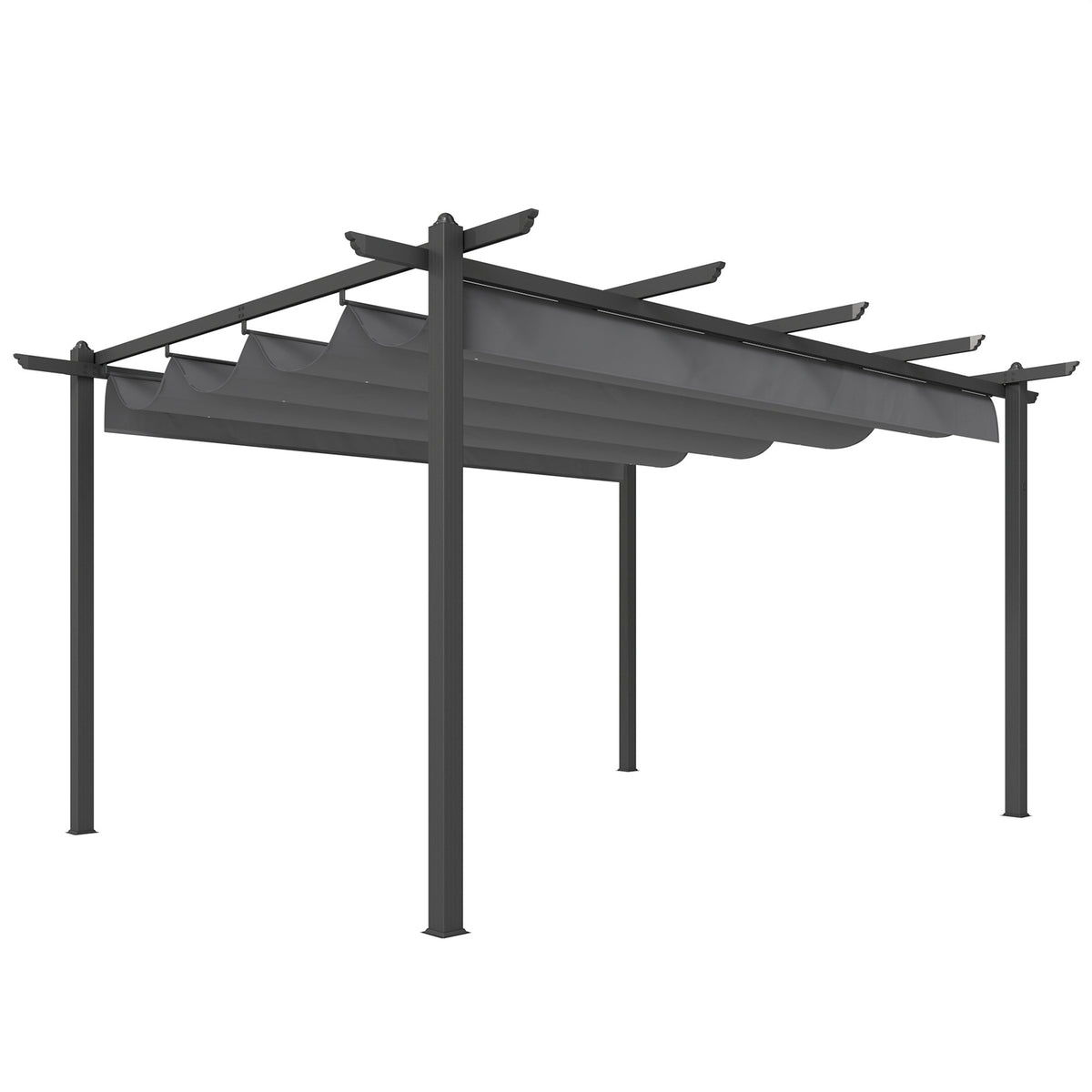 Pérgola Outsunny Aluminio, Poliéster Gris 396x296x220 Cm_1