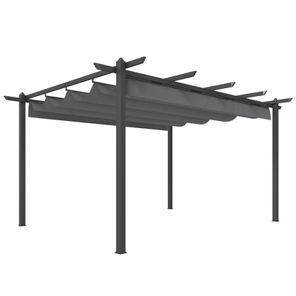 Pérgola Outsunny Aluminio, Poliéster Gris 396x296x220 Cm_1