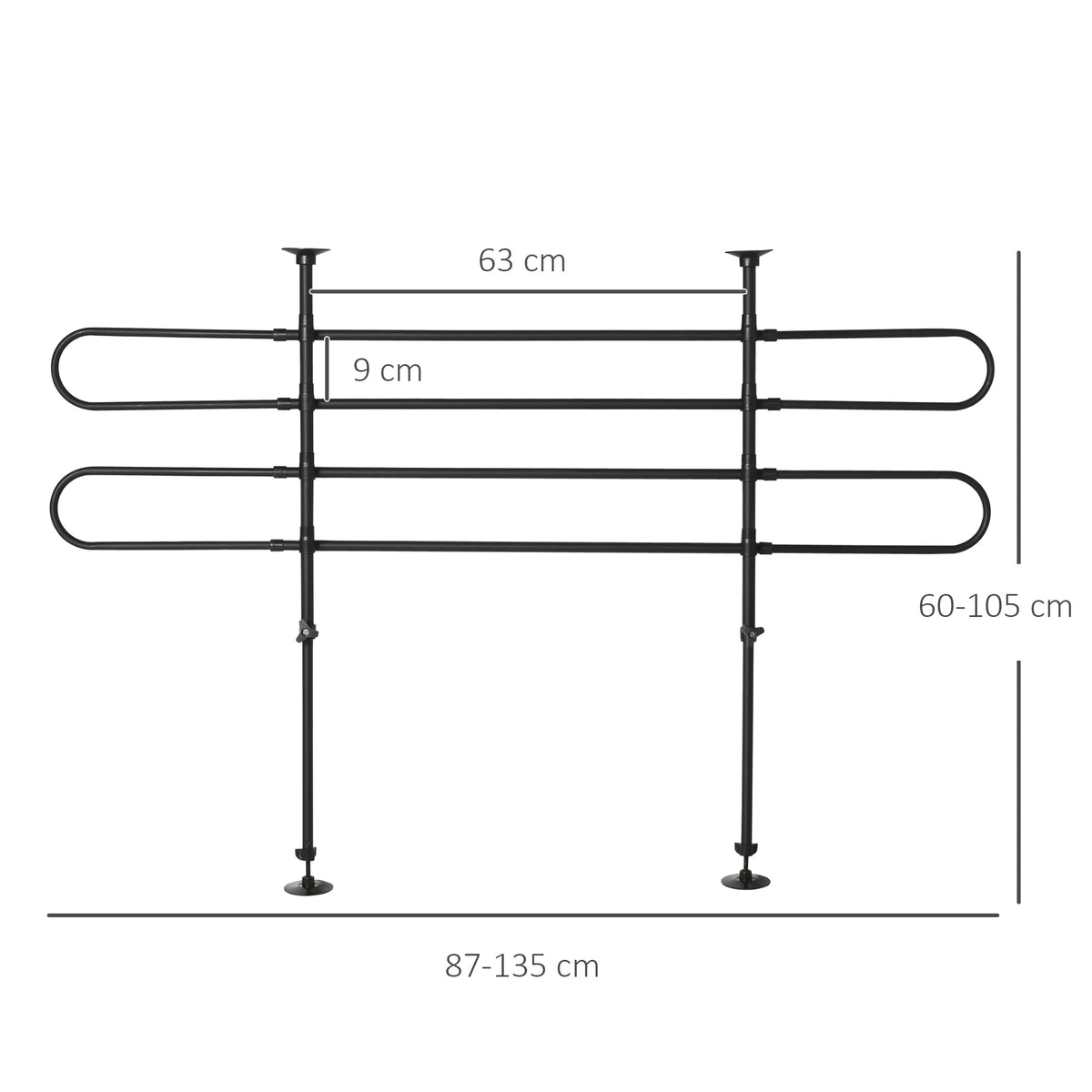 Pawhut Separador De Coche Para Perros Ajustable En Ancho Altura 87-135x60-105 Cm_2