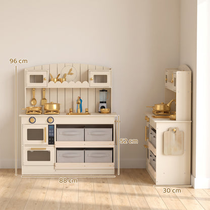 Aiyaplay Cocina De Juguete De Madera Con Luces Y Sonidos 4 Cestas De Tela Crema_2