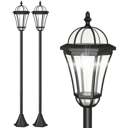 Outsunny 2 Farolas Solares 129 Cm Con 2 Luces Led Blanca 6000k Impermeable Ip44_0