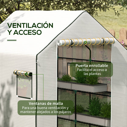 Outsunny Plástico Invernadero 140x143x190 Cm Con Puerta Enrollable Anti-uv_5