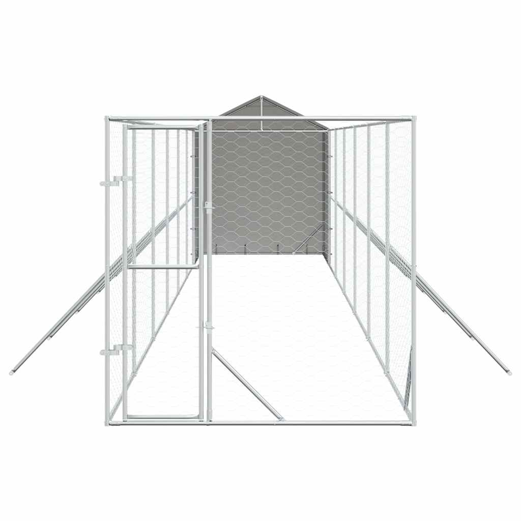 Perrera De Exterior Con Toldo Acero Galvanizado Plata 2x14x2,5m_4