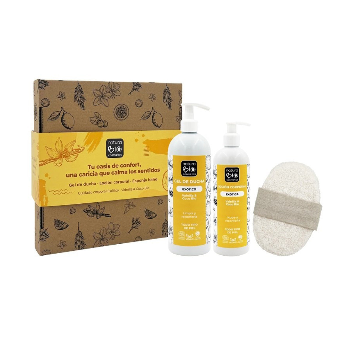 Pack higiene y cuidado corporal Exótico OBSEQUIO caja regalo NaturaBIO Cosmetics