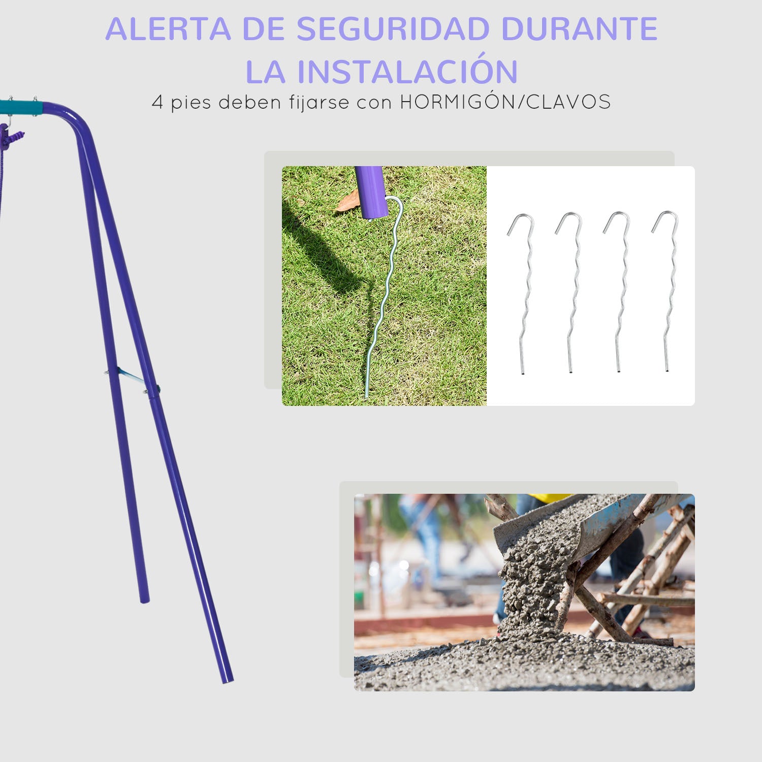 Outsunny Juego De Columpios De Jardín De Metal Con Columpio Doble 280x140x176 Cm_3