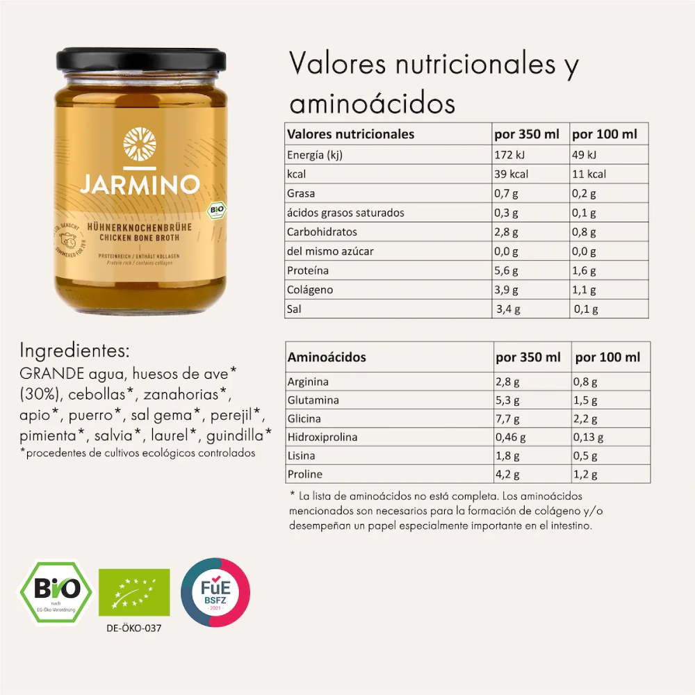 Caldo de Huesos de Pollo BIO Jarmino 350ml