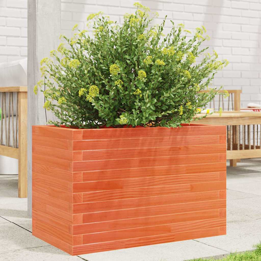 Jardinera De Madera Maciza De Pino Marrón Cera 70x40x45,5 Cm_1