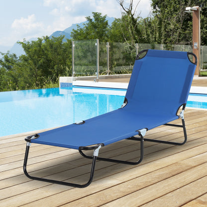 Outsunny Tumbona Plegable Reclinable Ajustable De 5 Posiciones 188x56x28cm Azul_1