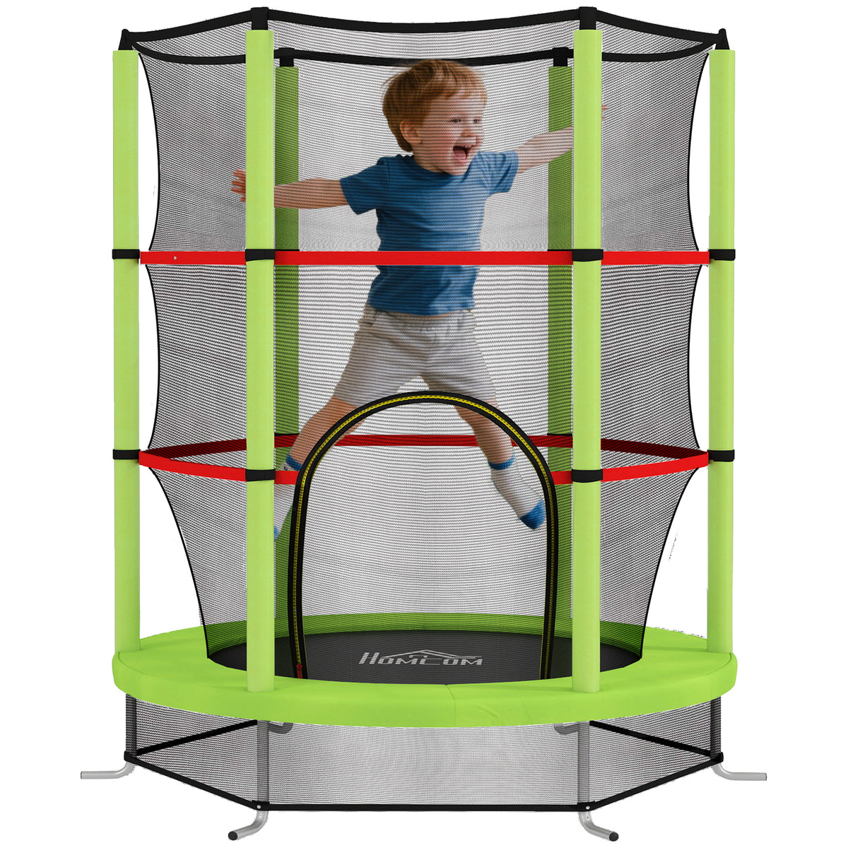 Cama Elástica Infantil Homcom Acero Verde 140x140x190 Cm_0