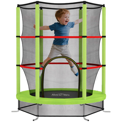 Cama Elástica Infantil Homcom Acero Verde 140x140x190 Cm_0