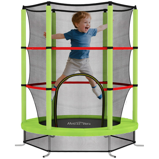 Cama Elástica Infantil Homcom Acero Verde 140x140x190 Cm_0