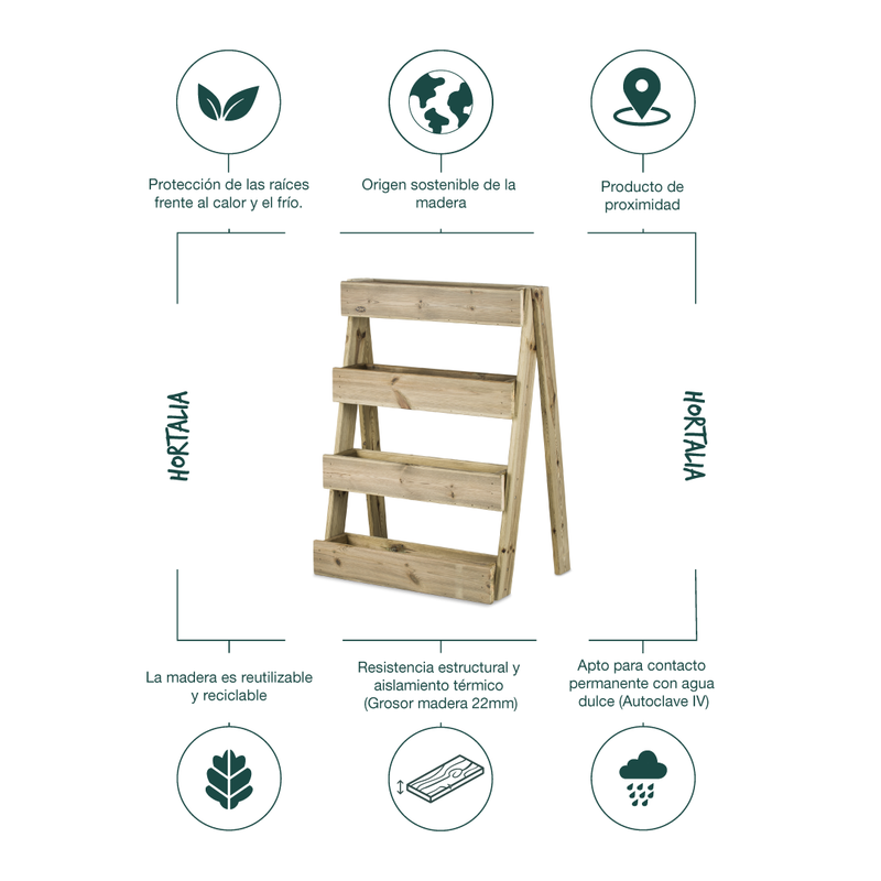 Jardinera Vertical Madera Tratada Exterior Stand Line Island 4B Hortalia_4