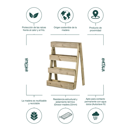 Jardinera Vertical Madera Tratada Exterior Stand Line Island 4B Hortalia_4