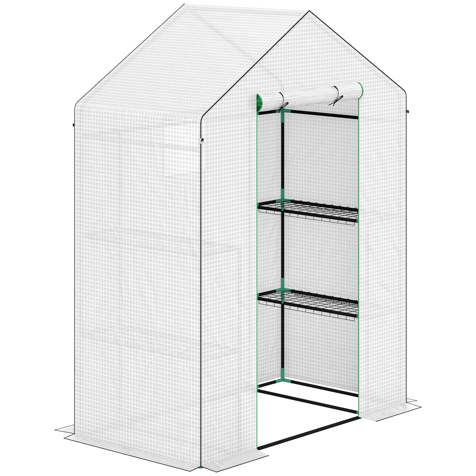 Outsunny Invernadero Para Jardín Con 1 Puerta 2 Ventanas 140x73x190 Cm Blanco_0