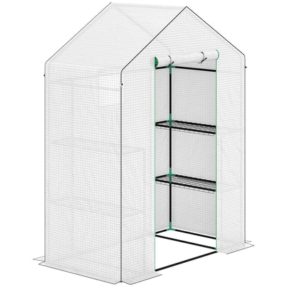 Outsunny Invernadero Para Jardín Con 1 Puerta 2 Ventanas 140x73x190 Cm Blanco_0