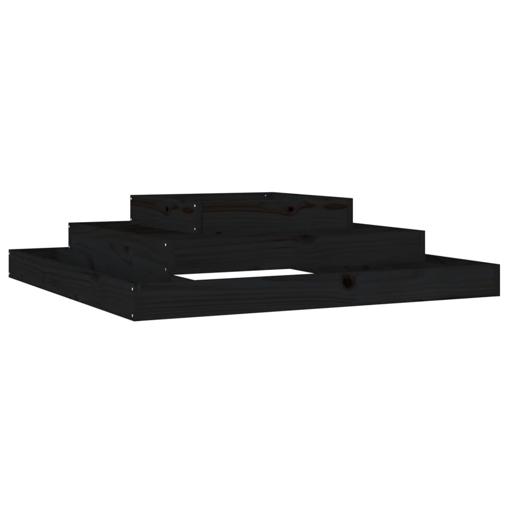 Jardinera Madera Maciza De Pino Negro 110x110x27 Cm_0