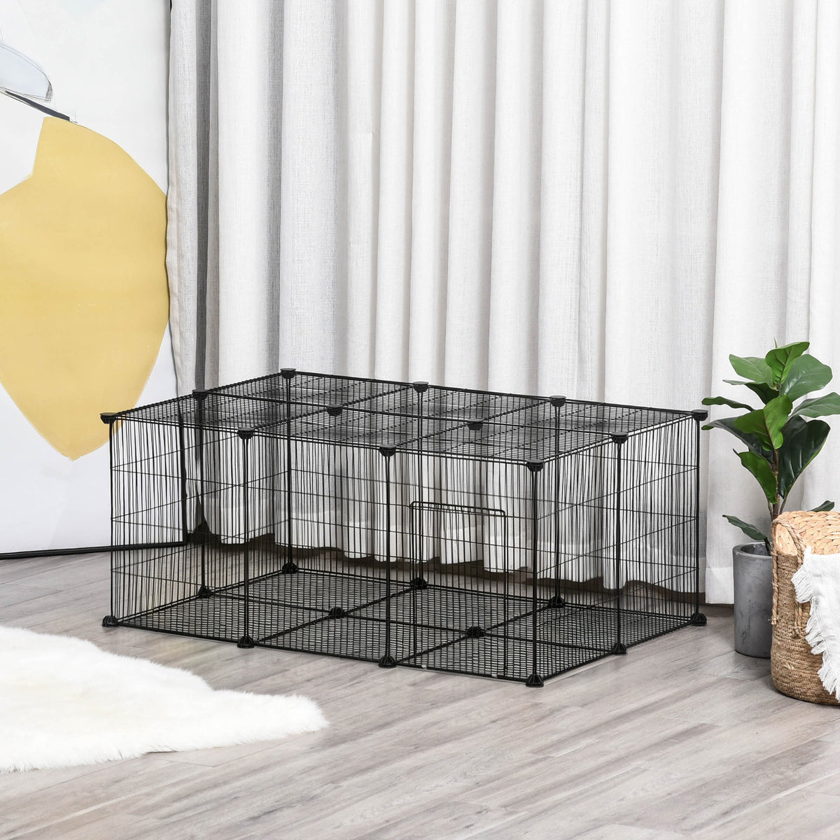 Pawhut Diy Jaula Para Animales Pequeños 22 Paneles Conejo Cobaya_1