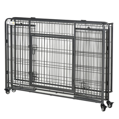 Pawhut Jaula De Metal Para Perros Plegable Con Ruedas Bandeja Extraíble_3