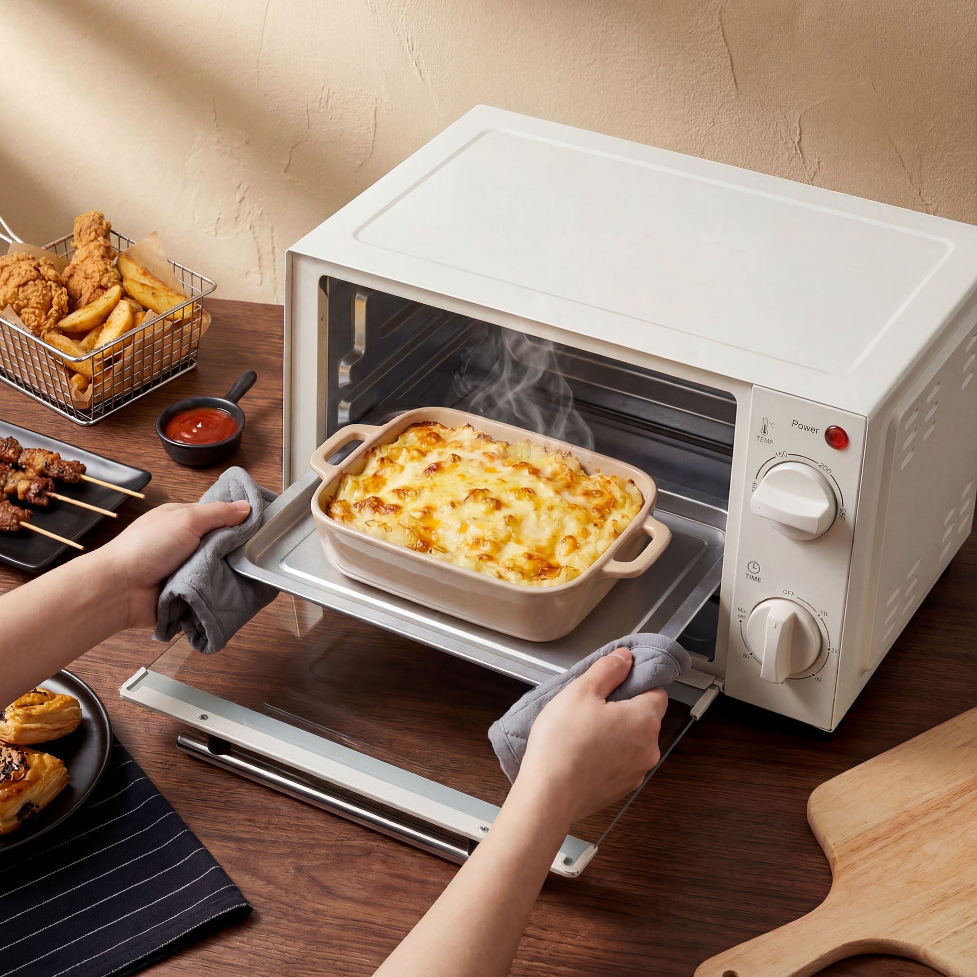 Homcom Mini Horno Eléctrico 9l 50w Con Temperatura Ajustable Temporizador Crema_1