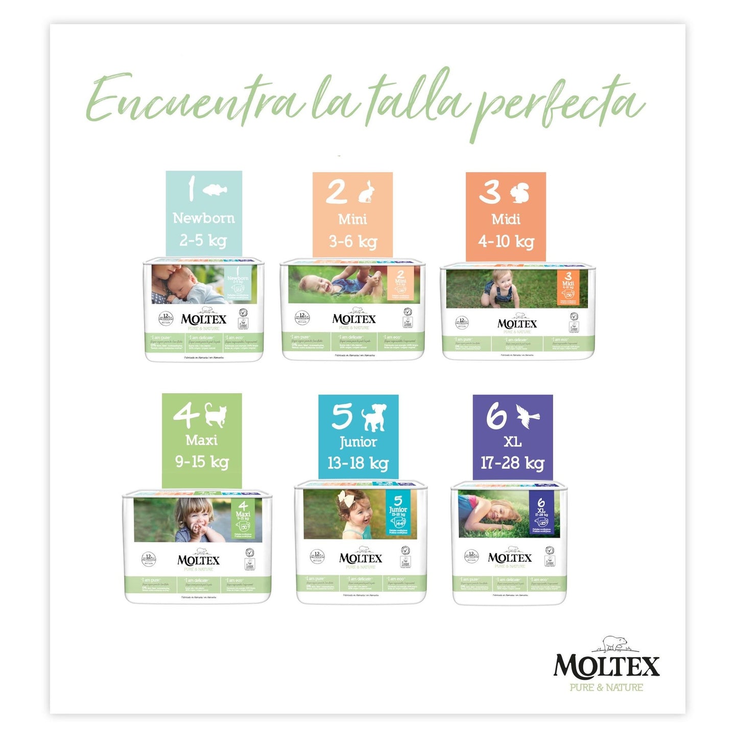 Pack ahorro Pañales T1 (2-5kg) Moltex Pure & Nature,  88 Uds