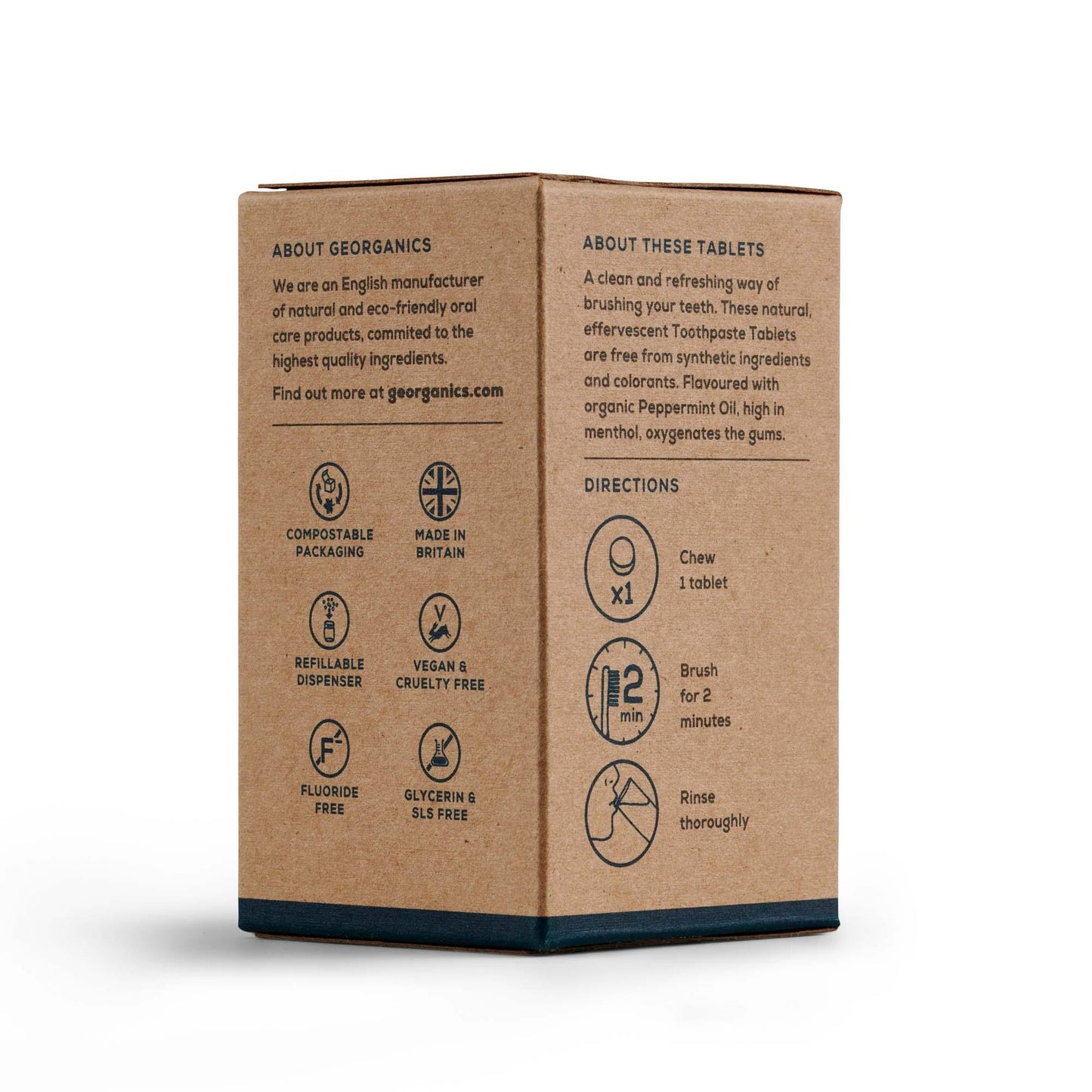Dentífrico Natural en Tabletas sabor Menta Georganics 120 Tabletas