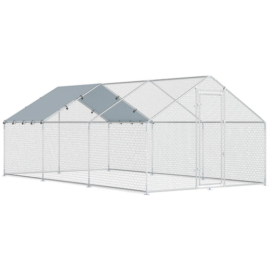 Pawhut Gallinero Para Exterior Grande 5,1x3x1,9 M 15,3 M² Con Cubierta Cerradura_0
