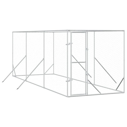 Perrera De Exterior Acero Galvanizado Plateado 2x6x2 M_0