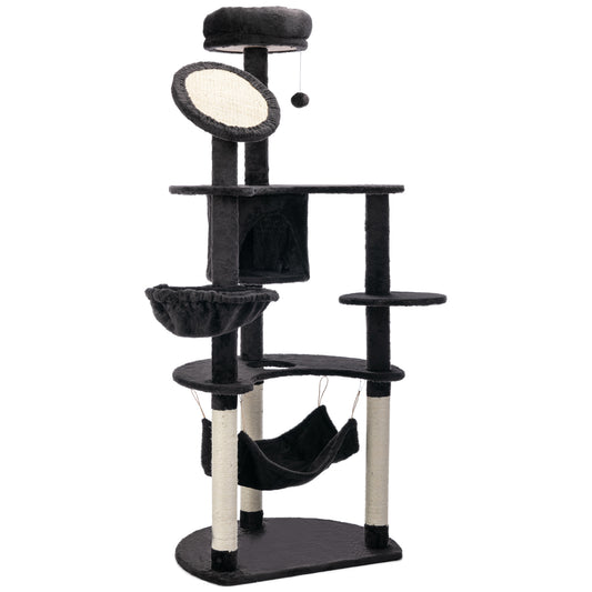 Pawhut Rascador Para Gatos 153 Cm Con Cueva Plataformas Postes De Sisal Y Bola_0