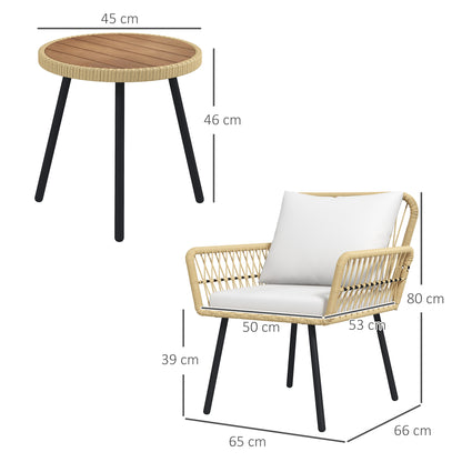 Outsunny Conjunto De Mesa Y Sillas De Jardín Exterior De Ratán Natural_2