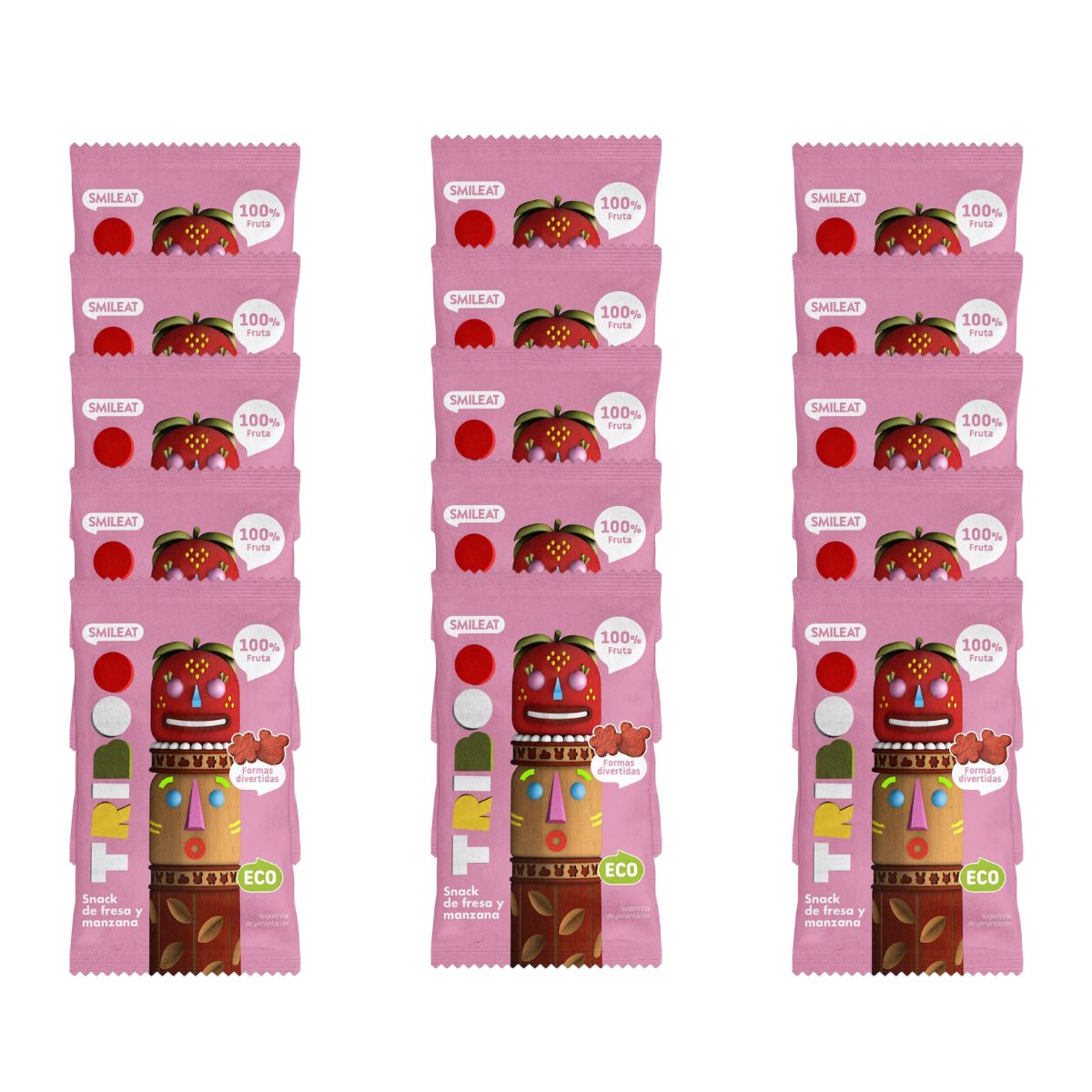 Pack 15x Snack de fresa y manzana ECO 25 g, Triboo