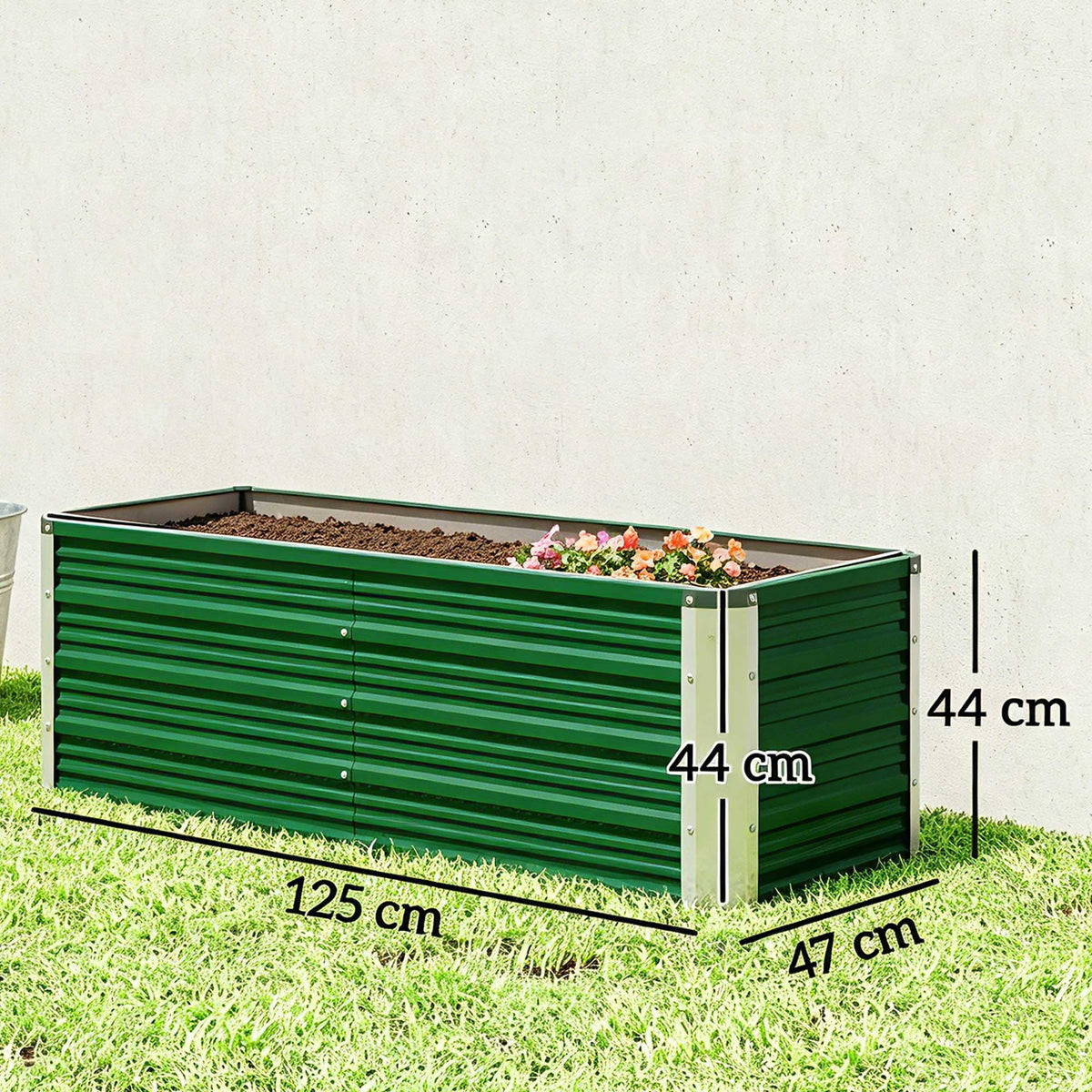Outsunny Arriate De Jardín De Acero Jardinera Cultivos Plantas 125x47x40cm Verde_2