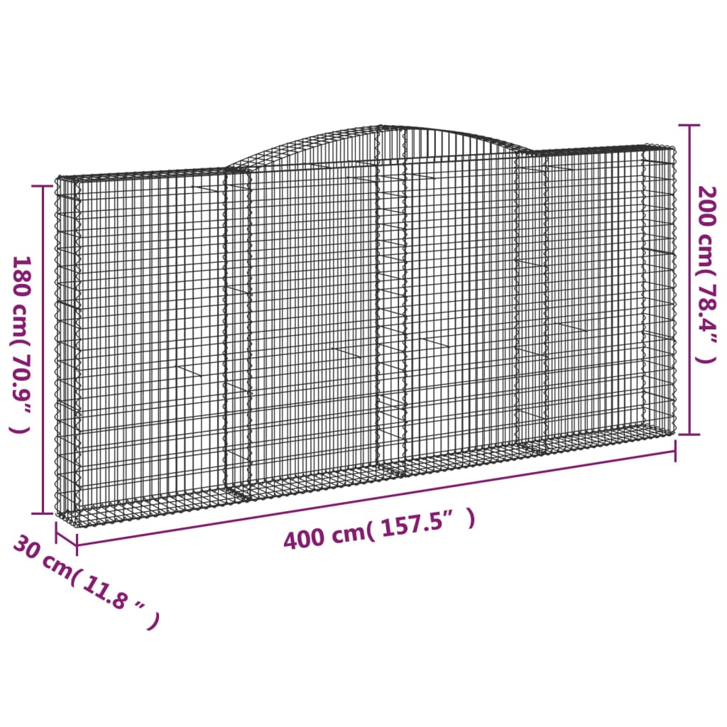 Cestas De Gaviones 15 Uds Forma De Arco Hierro 400x30x180/200cm_5